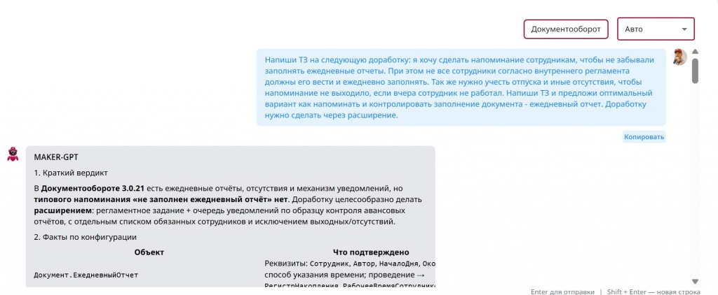 Черновик технического задания, подготовленный агентом